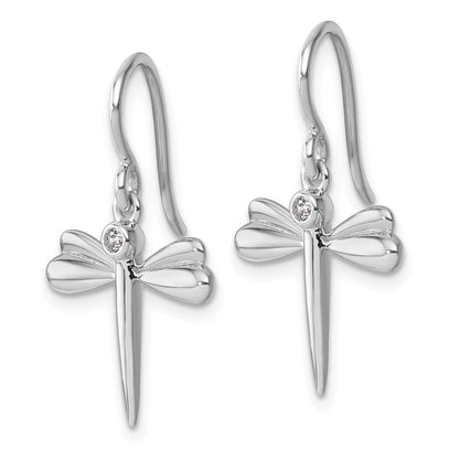 Sterlingsilber Rhodiniert Weiß Eis.05 Diamant Libelle Ohrhänger