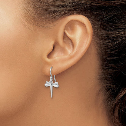 Sterlingsilber Rhodiniert Weiß Eis.05 Diamant Libelle Ohrhänger