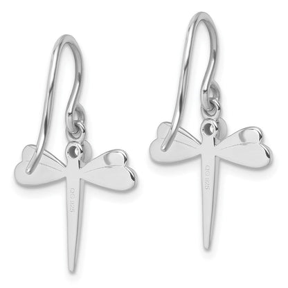 Sterlingsilber Rhodiniert Weiß Eis.05 Diamant Libelle Ohrhänger