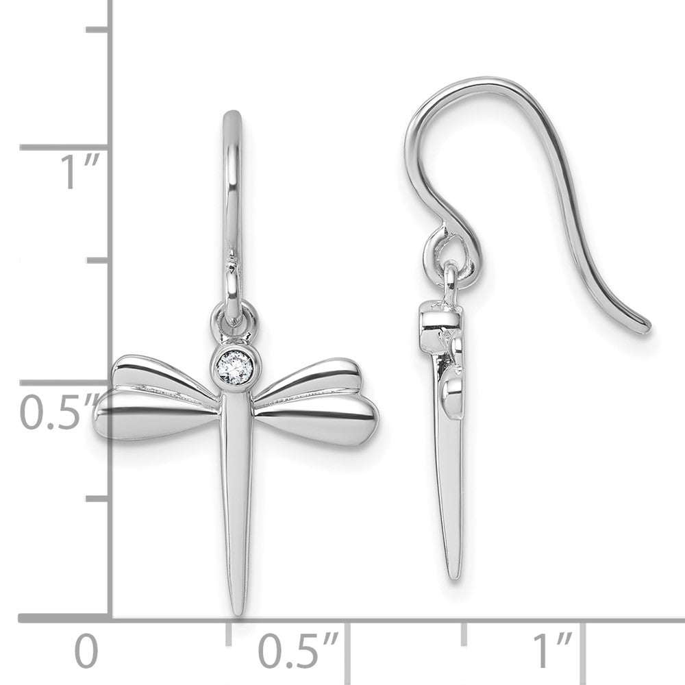 Sterlingsilber Rhodiniert Weiß Eis.05 Diamant Libelle Ohrhänger