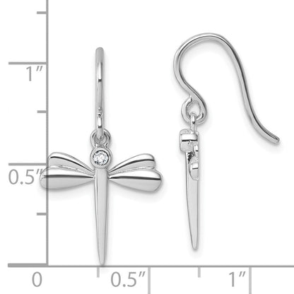 Sterlingsilber Rhodiniert Weiß Eis.05 Diamant Libelle Ohrhänger