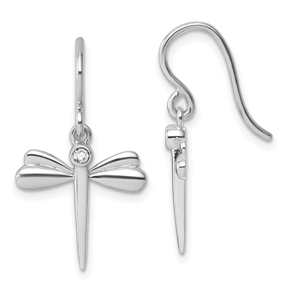 Sterlingsilber Rhodiniert Weiß Eis.05 Diamant Libelle Ohrhänger
