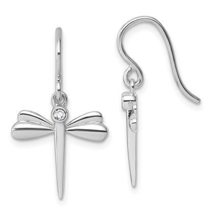 Sterlingsilber Rhodiniert Weiß Eis.05 Diamant Libelle Ohrhänger