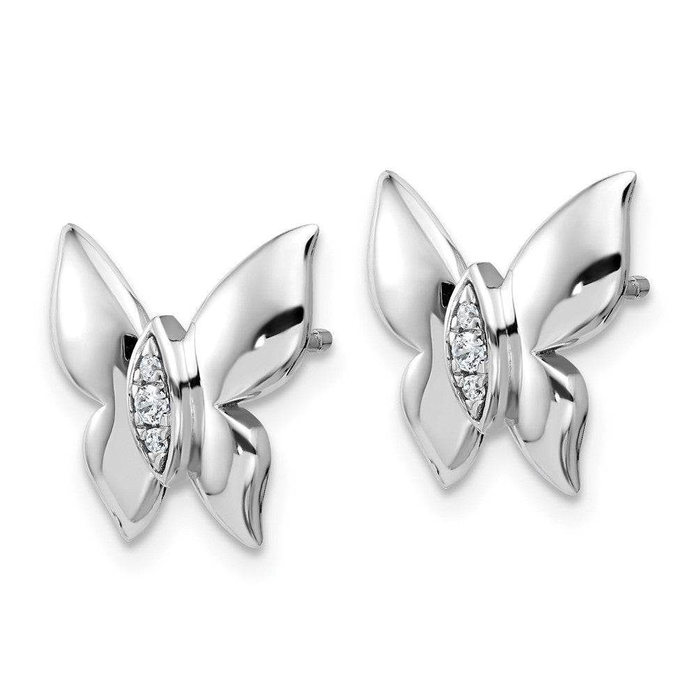 Sterlingsilber Rhodiniert Weiß Eis.05 Diamant Schmetterling Ohrstecker