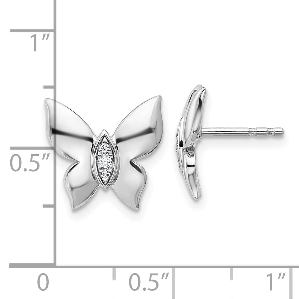 Sterlingsilber Rhodiniert Weiß Eis.05 Diamant Schmetterling Ohrstecker