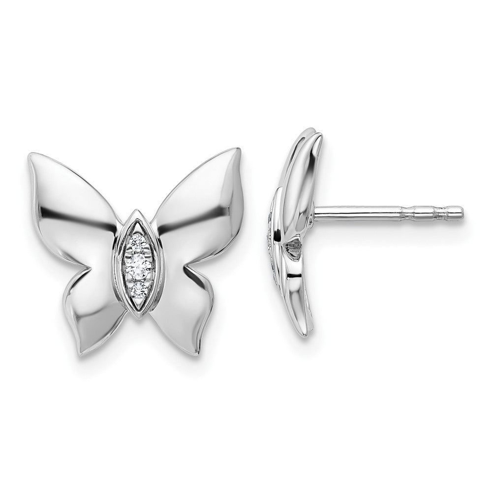 Sterlingsilber Rhodiniert Weiß Eis.05 Diamant Schmetterling Ohrstecker