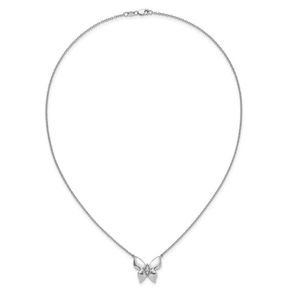 Sterlingsilber Rhodiniert Weiß Eis.05 Diamant Schmetterling Halskette