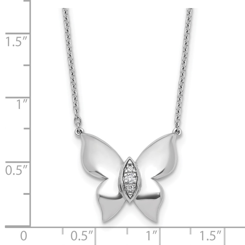 Sterlingsilber Rhodiniert Weiß Eis.05 Diamant Schmetterling Halskette