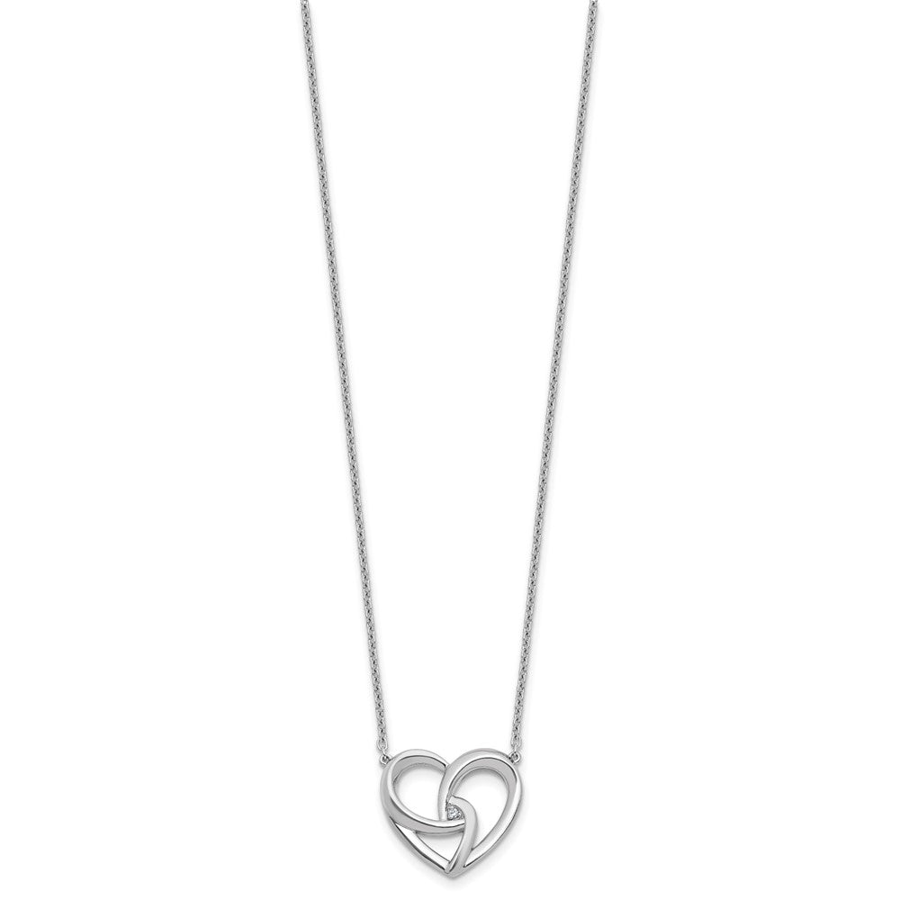 Sterlingsilber Rhodiniert Weiß Eis.01 Diamant Fantasie Herz Halskette