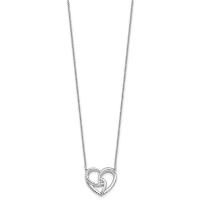 Sterlingsilber Rhodiniert Weiß Eis.01 Diamant Fantasie Herz Halskette