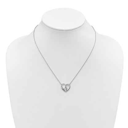Sterlingsilber Rhodiniert Weiß Eis.01 Diamant Fantasie Herz Halskette