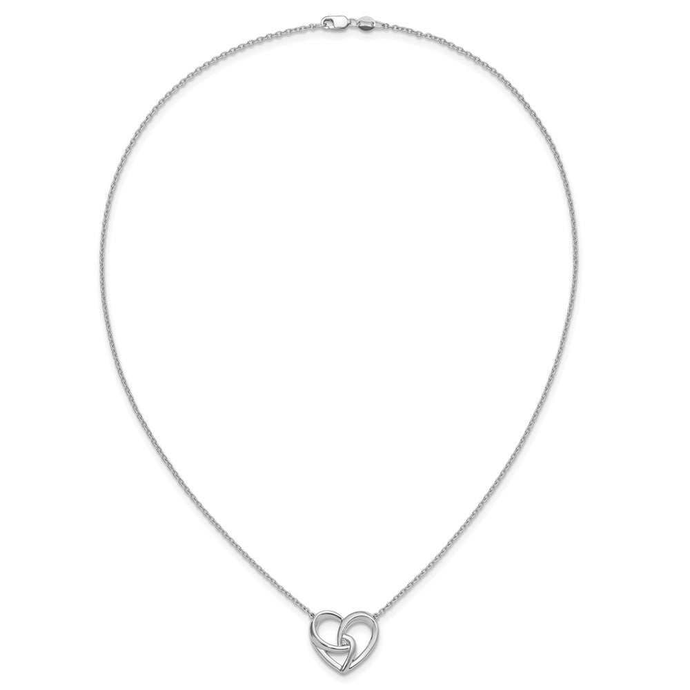 Sterlingsilber Rhodiniert Weiß Eis.01 Diamant Fantasie Herz Halskette