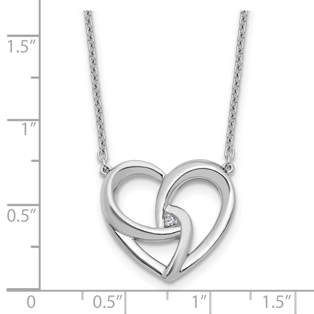 Sterlingsilber Rhodiniert Weiß Eis.01 Diamant Fantasie Herz Halskette