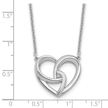 Sterlingsilber Rhodiniert Weiß Eis.01 Diamant Fantasie Herz Halskette