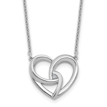Sterlingsilber Rhodiniert Weiß Eis.01 Diamant Fantasie Herz Halskette