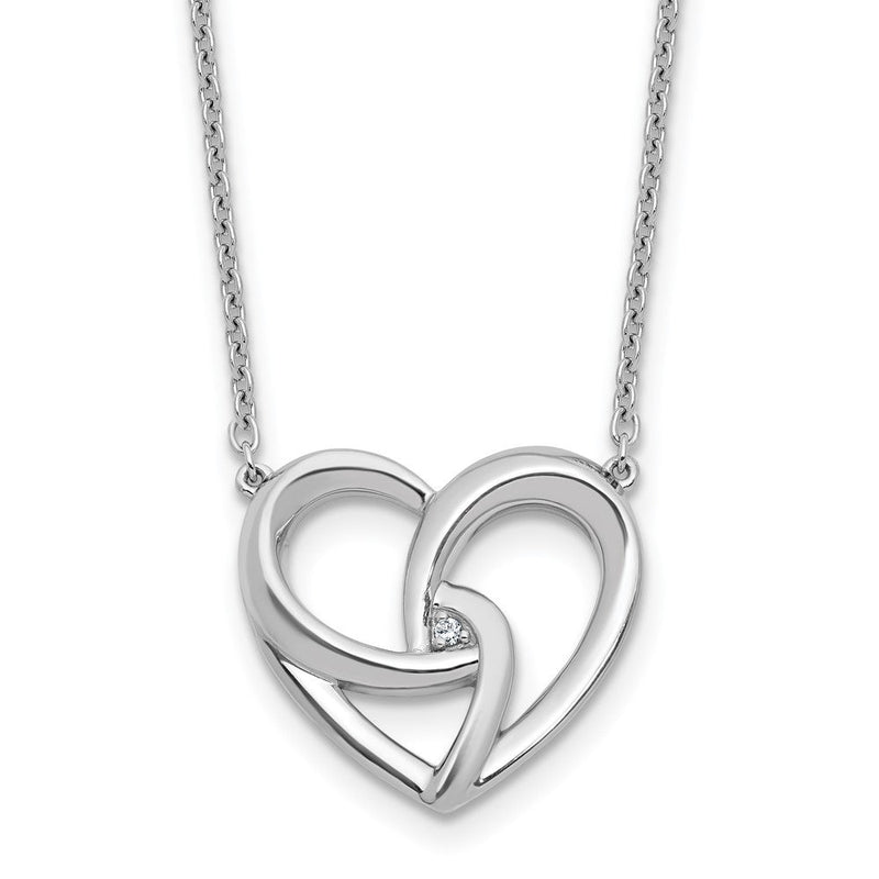 Sterlingsilber Rhodiniert Weiß Eis.01 Diamant Fantasie Herz Halskette