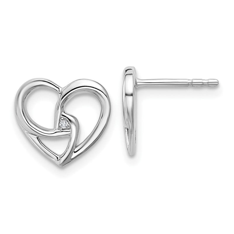 Sterlingsilber Rhodiniert Weiß Eis.01 Diamant Fantasie Herz Ohrstecker