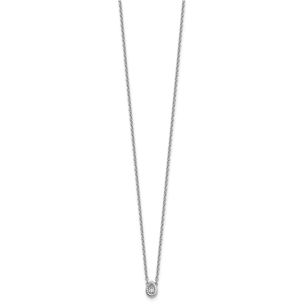 Sterlingsilber Rhodiniert Weiß Eis.05 Diamant Gedreht Tropfen Halskette