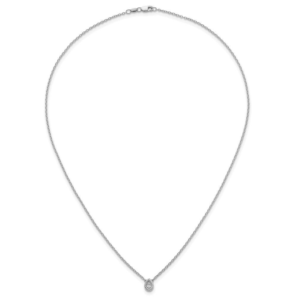 Sterlingsilber Rhodiniert Weiß Eis.05 Diamant Gedreht Tropfen Halskette