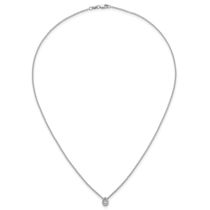 Sterlingsilber Rhodiniert Weiß Eis.05 Diamant Gedreht Tropfen Halskette