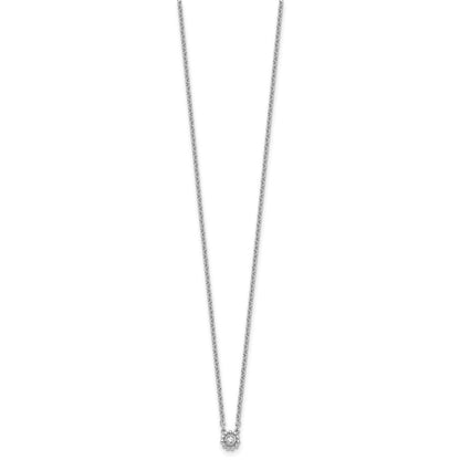 Sterlingsilber Rhodiniert Weiß Eis.05 Diamant Gekugelt Kreis Halskette
