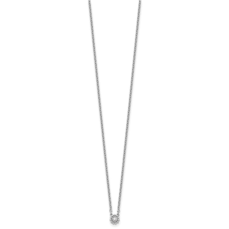 Sterlingsilber Rhodiniert Weiß Eis.05 Diamant Gekugelt Kreis Halskette