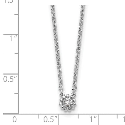 Sterlingsilber Rhodiniert Weiß Eis.05 Diamant Gekugelt Kreis Halskette