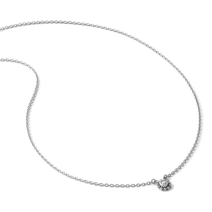 Sterlingsilber Rhodiniert Weiß Eis.05 Diamant Gekugelt Kreis Halskette