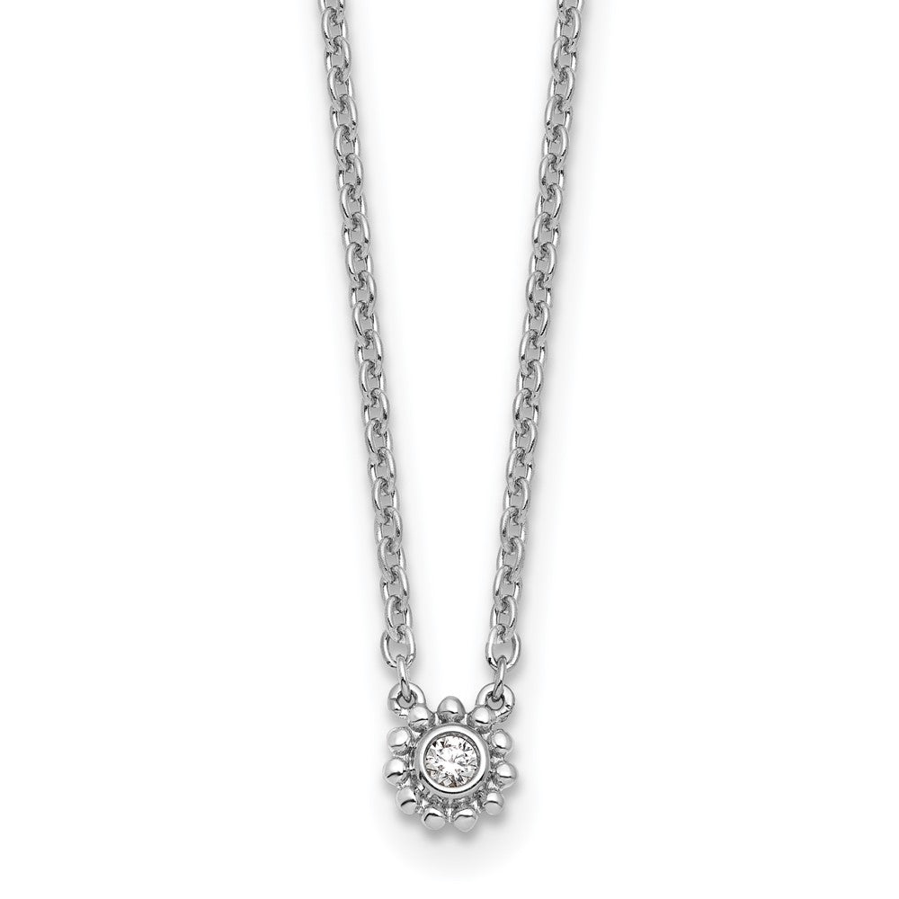 Sterlingsilber Rhodiniert Weiß Eis.05 Diamant Gekugelt Kreis Halskette