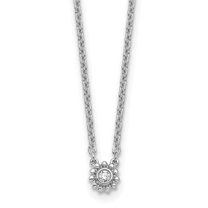 Sterlingsilber Rhodiniert Weiß Eis.05 Diamant Gekugelt Kreis Halskette