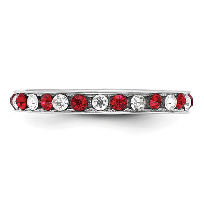 Sterlingsilber Rhodiniert Rot und Weiß Kristall Memoire Ring