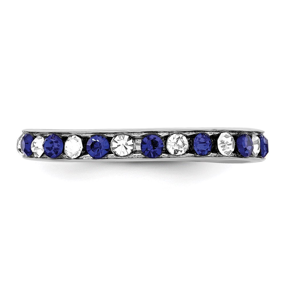 Sterlingsilber Rhodiniert Blau und Weiß Kristall Memoire Ring