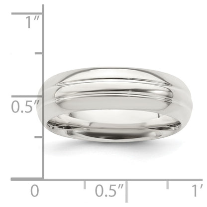 Sterlingsilber 6mm Poliert Gewölbt Gerillt Fantasie Ring Größe 13.5 (size 13.5 Nur)