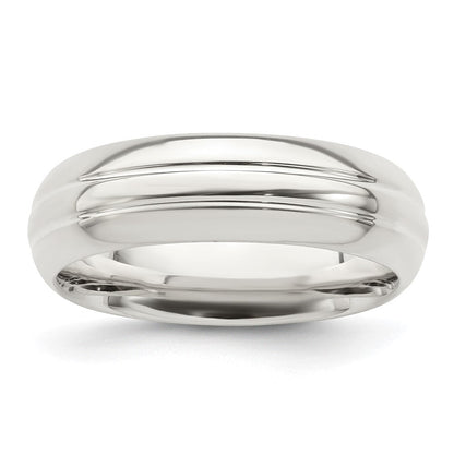 Sterlingsilber 6mm Poliert Gewölbt Gerillt Fantasie Ring Größe 13.5 (size 13.5 Nur)