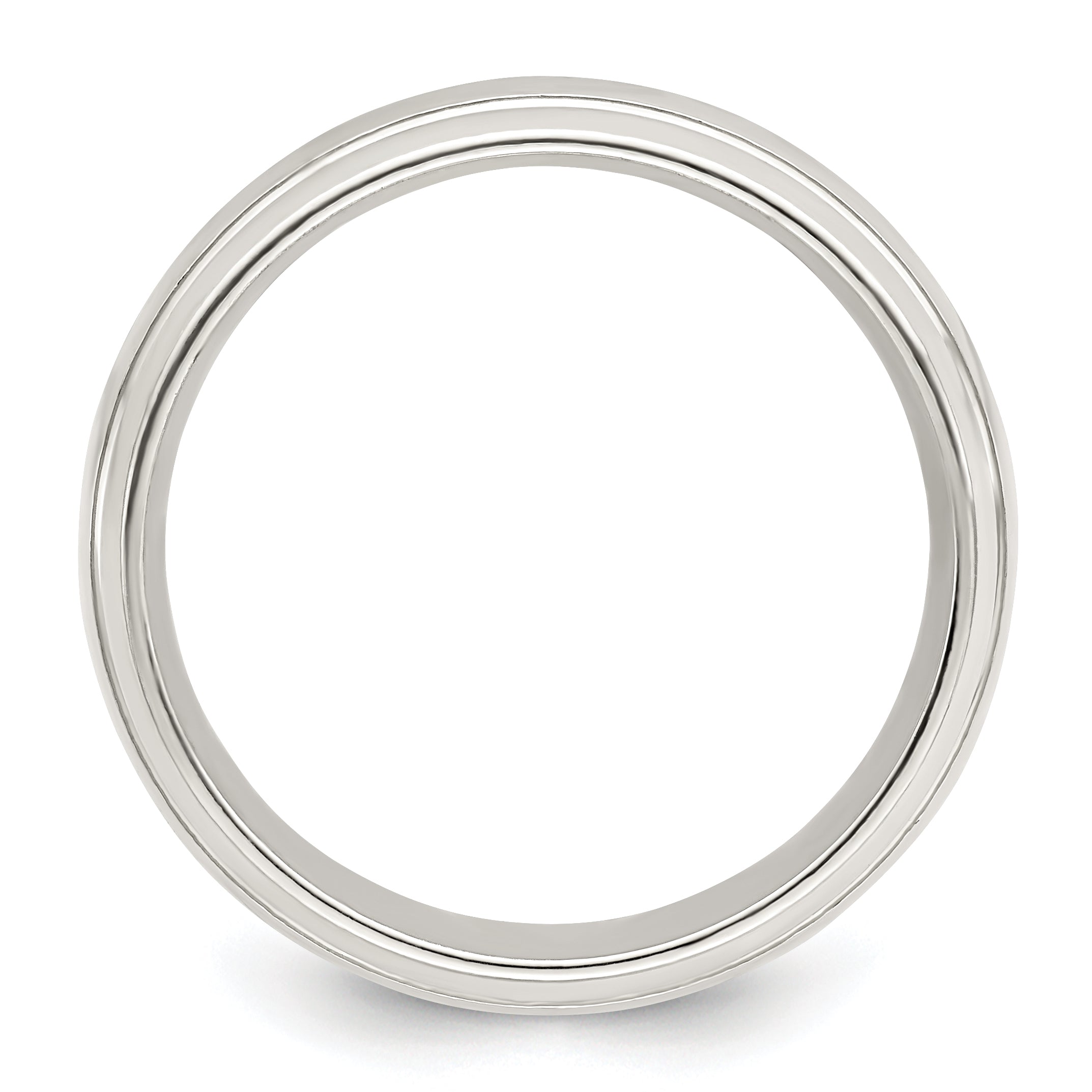Sterlingsilber 6mm Poliert Gewölbt mit Gerillt Abgeschrägt Kante Fantasie Ring