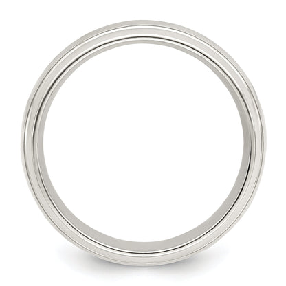 Sterlingsilber 6mm Poliert Gewölbt mit Gerillt Abgeschrägt Kante Fantasie Ring