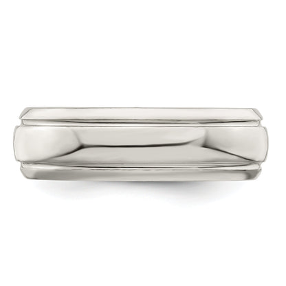 Sterlingsilber 6mm Poliert Gewölbt mit Gerillt Abgeschrägt Kante Fantasie Ring