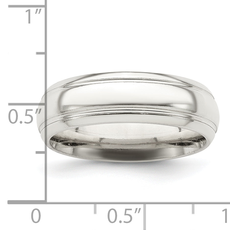 Sterlingsilber 6mm Poliert Gewölbt mit Gerillt Abgeschrägt Kante Fantasie Ring
