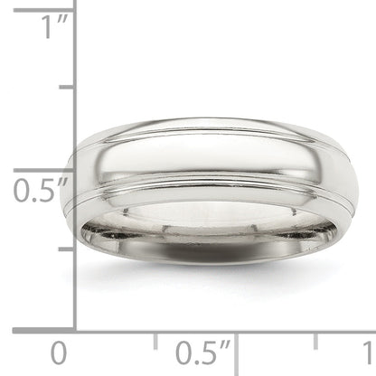 Sterlingsilber 6mm Poliert Gewölbt mit Gerillt Abgeschrägt Kante Fantasie Ring