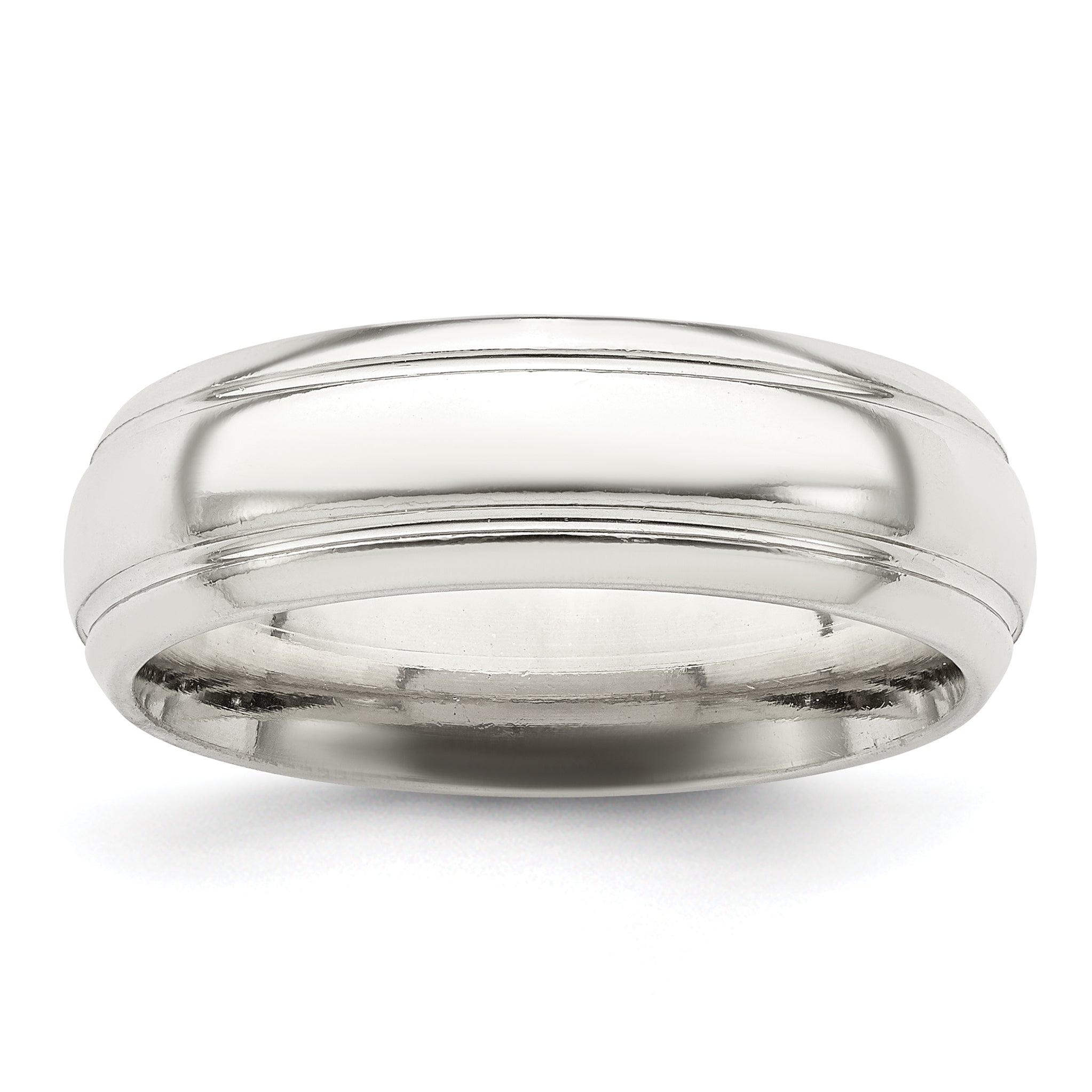 Sterlingsilber 6mm Poliert Gewölbt mit Gerillt Abgeschrägt Kante Fantasie Ring