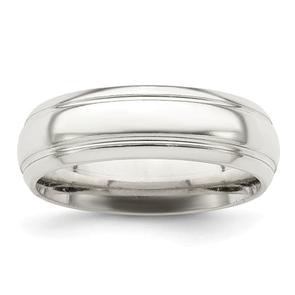 Sterlingsilber 6mm Poliert Gewölbt mit Gerillt Abgeschrägt Kante Fantasie Ring