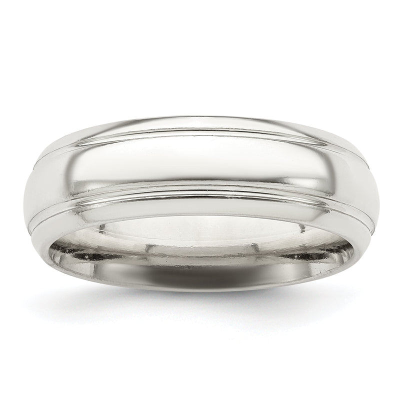 Sterlingsilber 6mm Poliert Gewölbt mit Gerillt Abgeschrägt Kante Fantasie Ring
