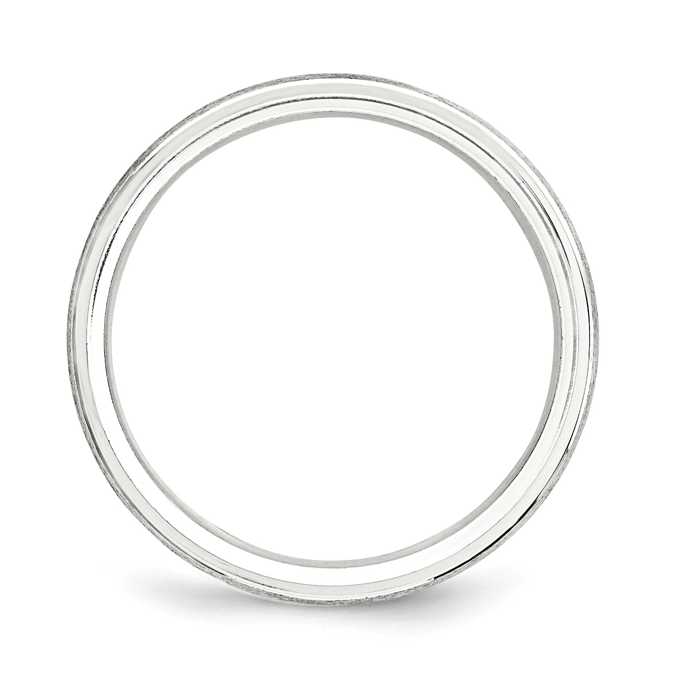 Sterlingsilber 6mm Gebürstet Gewölbt mit Gerillt Abgeschrägt Kante Fantasie Ring