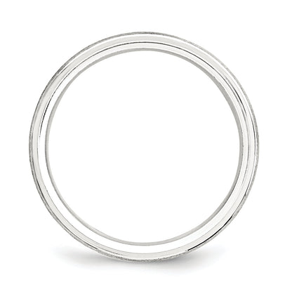 Sterlingsilber 6mm Gebürstet Gewölbt mit Gerillt Abgeschrägt Kante Fantasie Ring