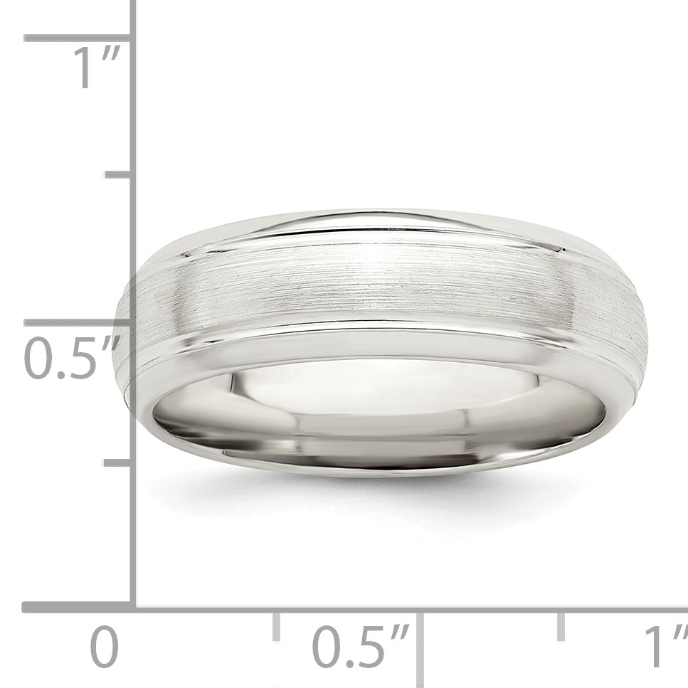 Sterlingsilber 6mm Gebürstet Gewölbt mit Gerillt Abgeschrägt Kante Fantasie Ring