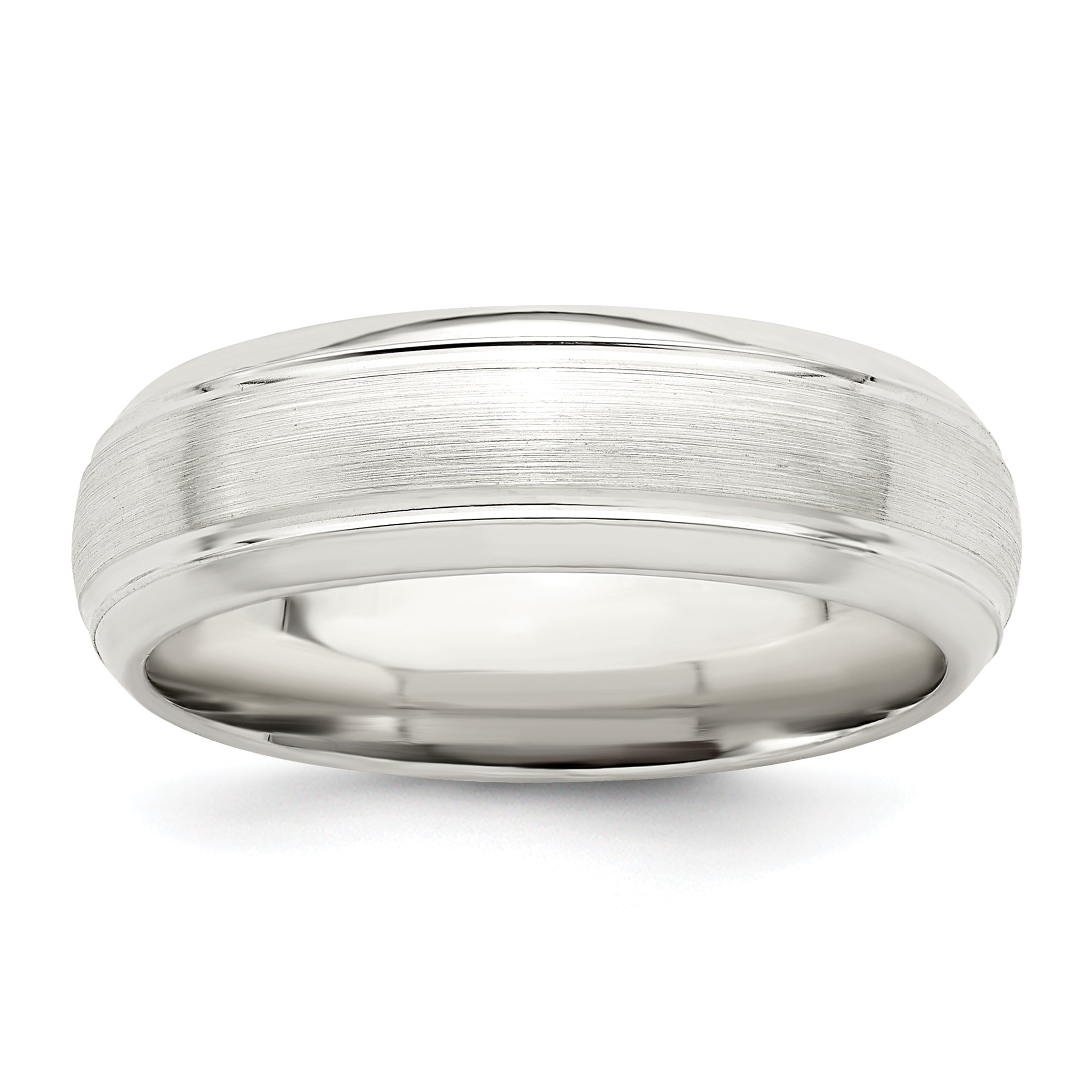 Sterlingsilber 6mm Gebürstet Gewölbt mit Gerillt Abgeschrägt Kante Fantasie Ring