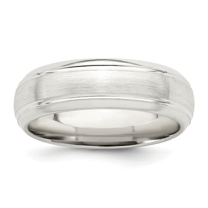 Sterlingsilber 6mm Gebürstet Gewölbt mit Gerillt Abgeschrägt Kante Fantasie Ring