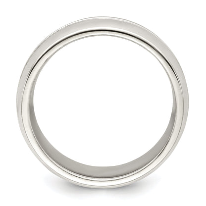 Sterlingsilber 7mm Poliert Gewölbt Gerillt Fantasie Ring