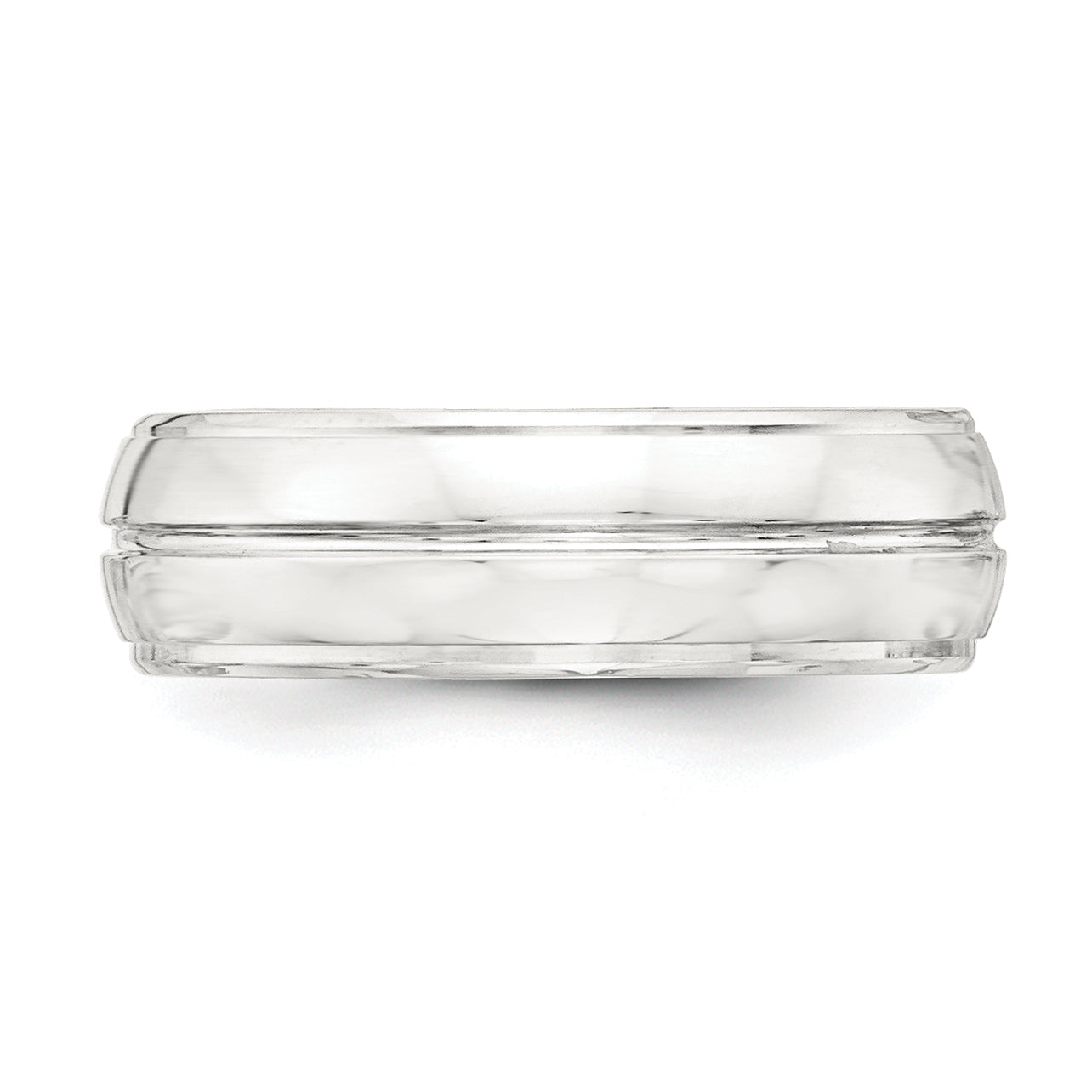 Sterlingsilber 7mm Poliert Gewölbt Gerillt Fantasie Ring