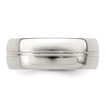 Sterlingsilber 7mm Poliert Gewölbt Gerillt Fantasie Ring